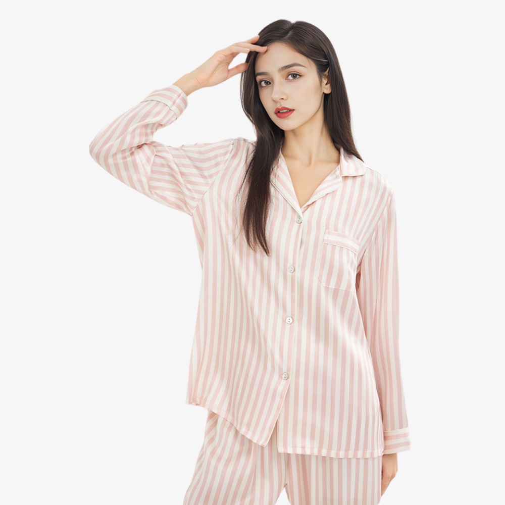 19 Momme 100% Mulberry Silk Striped Pajama Set