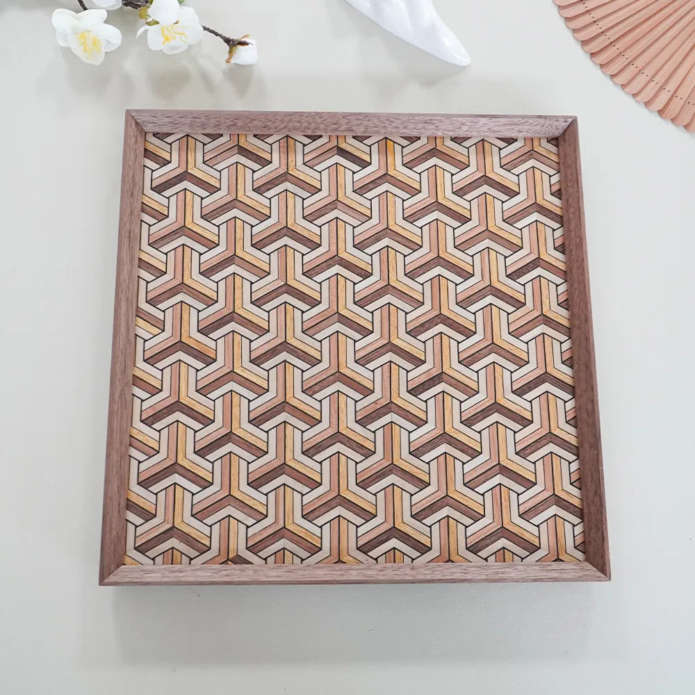 Lock Armor Pattern Square Tray North American Black Walnut