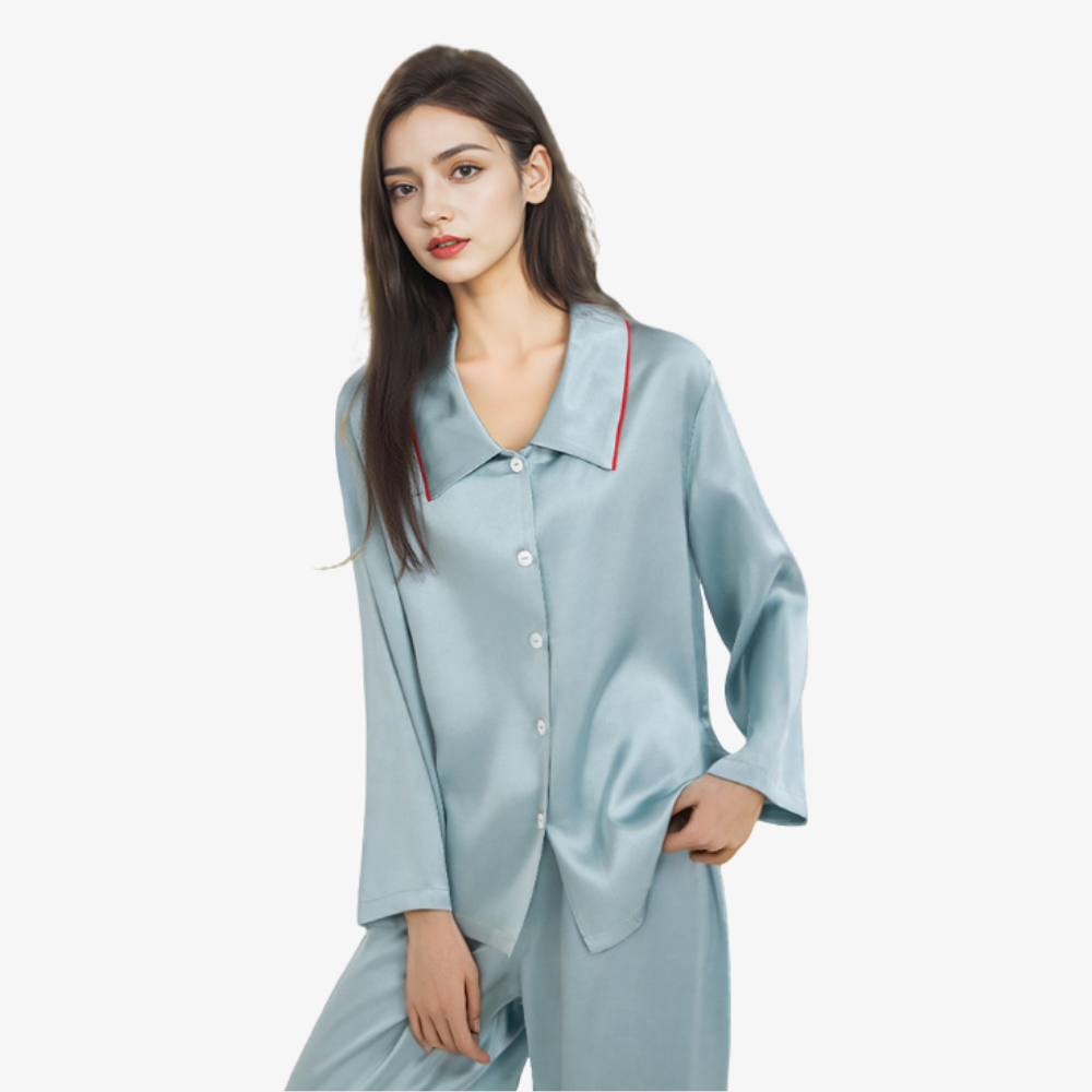 16 Momme 100% Mulberry Silk Long-Sleeve Loose Pajama Set