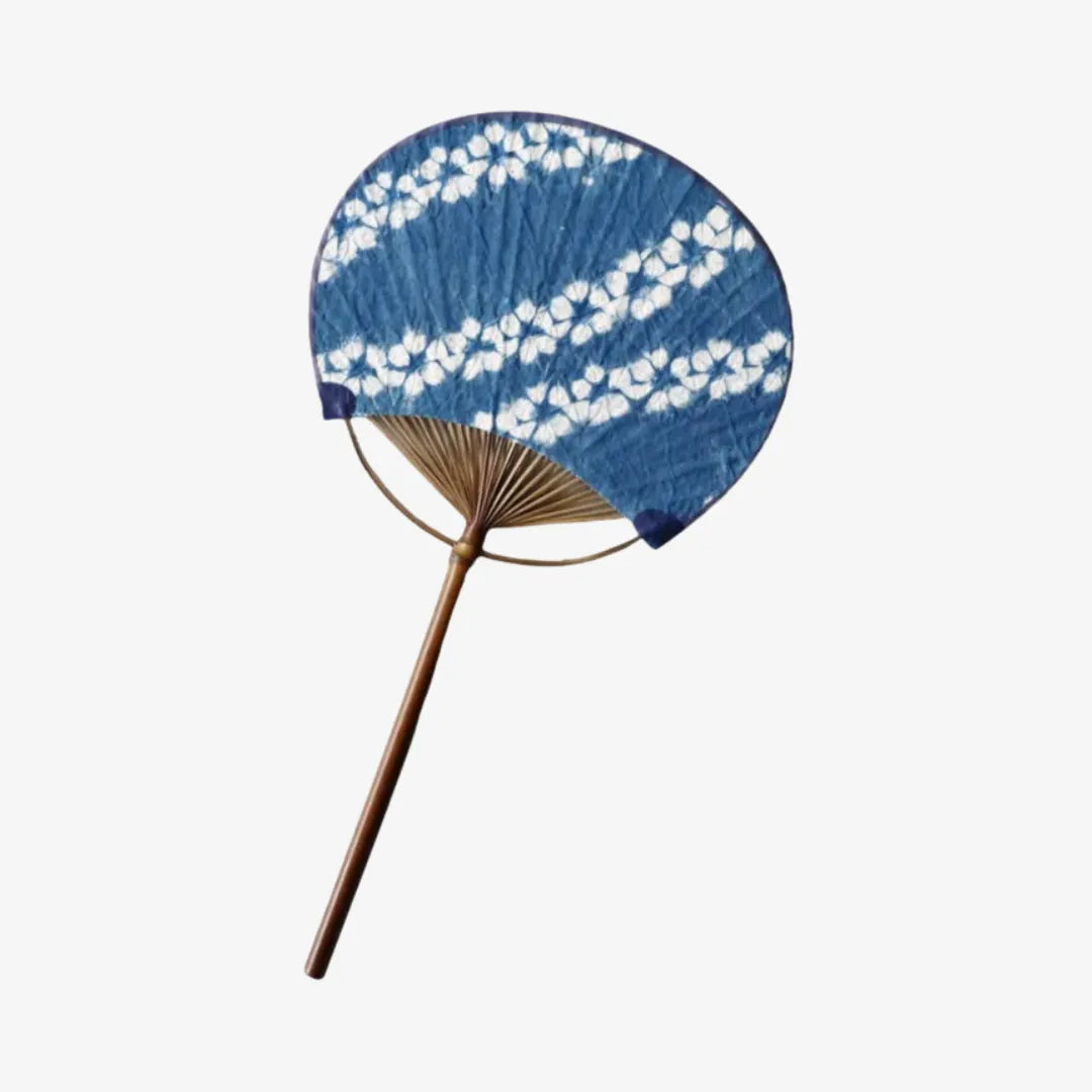 Hand Fan Handmade Tie Dye Cotton Bamboo Handle