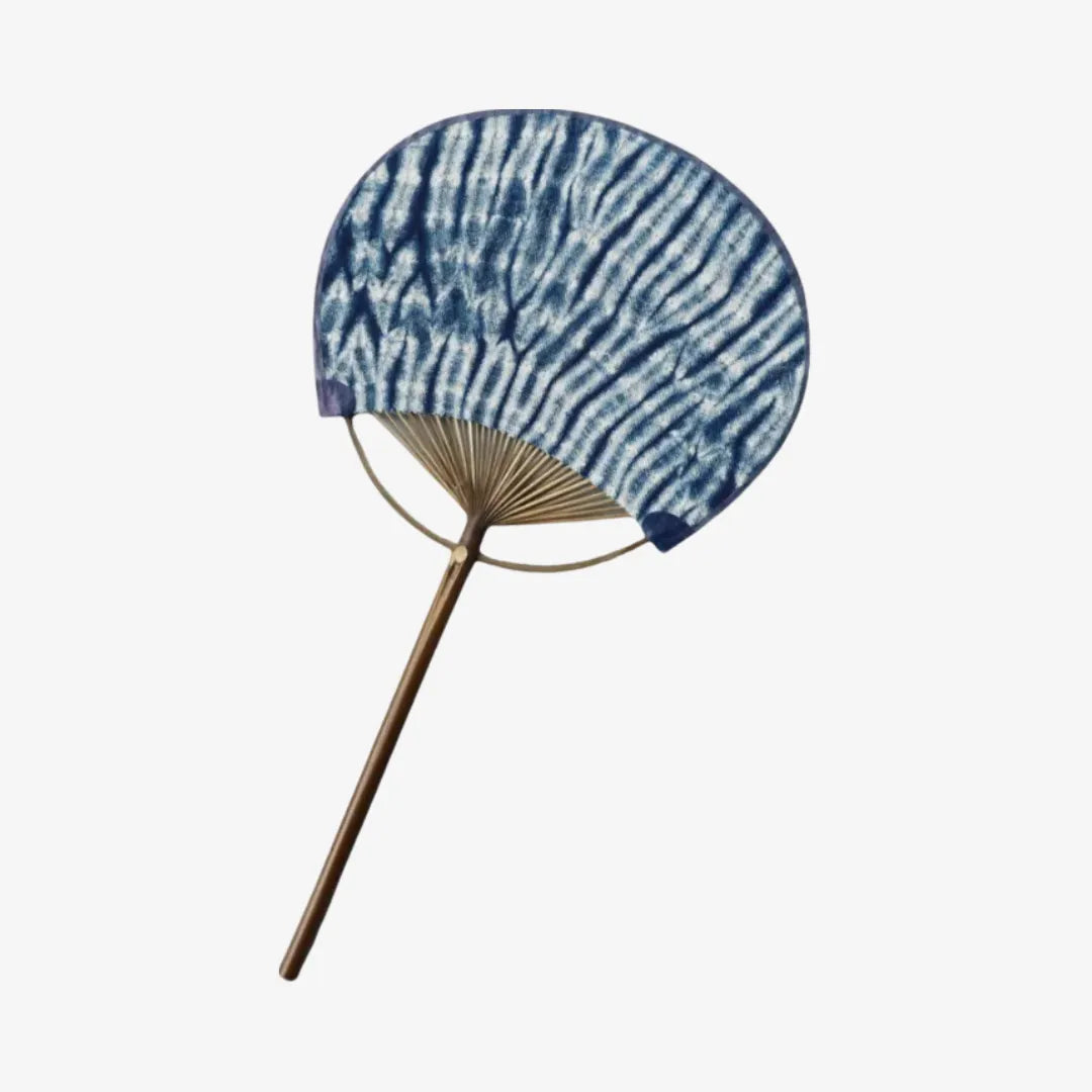Hand Fan Handmade Tie Dye Cotton Bamboo Handle
