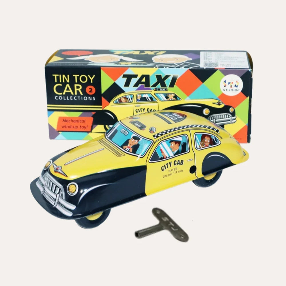 Vintage Collectible Taxi Tin Car Wind Up Toy Gift Idea for Holiday Season