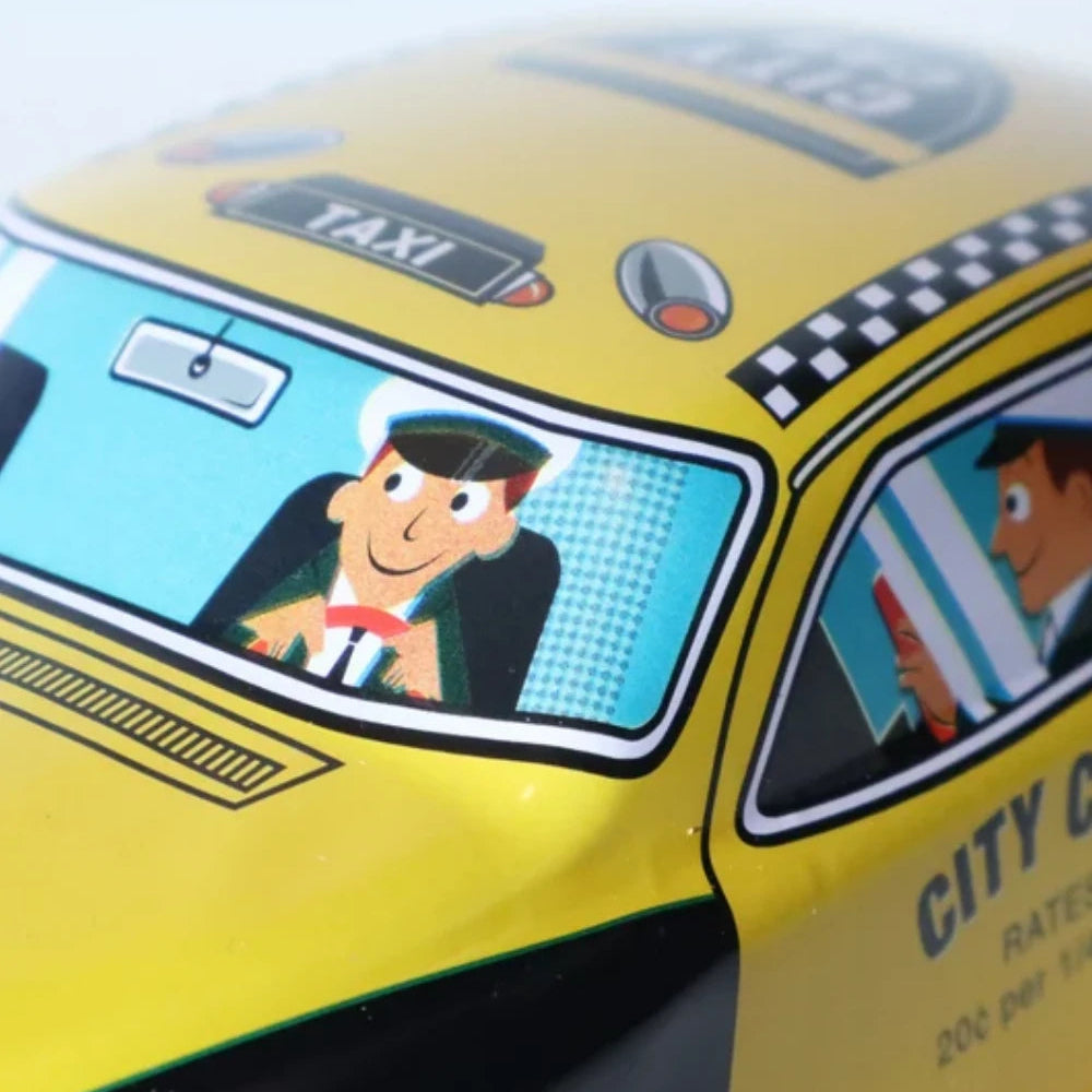 Vintage Collectible Taxi Tin Car Wind Up Toy Gift Idea for Holiday Season