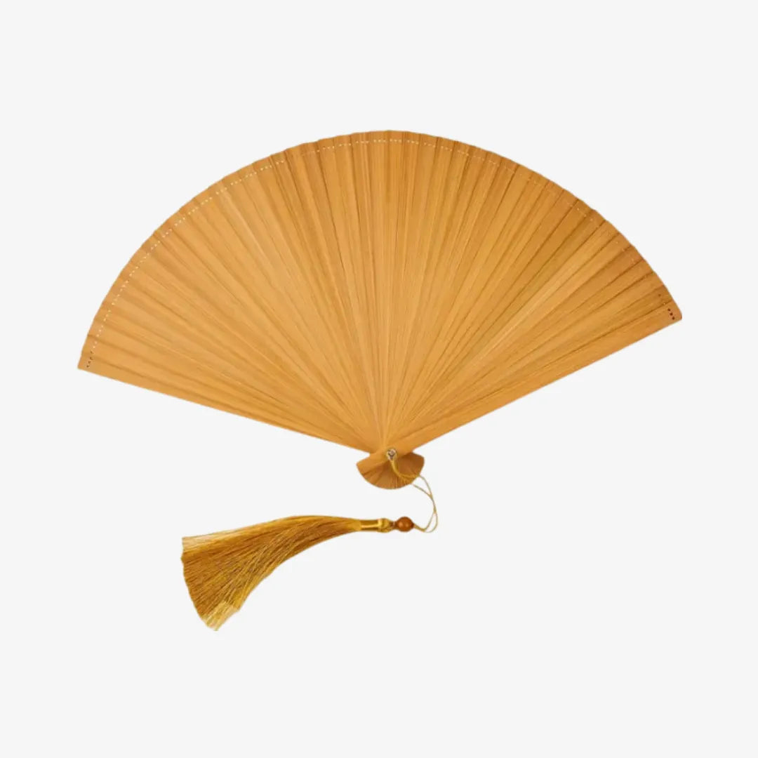 Elegant Bamboo Rib Fabric Fan with Tassel for Gifts