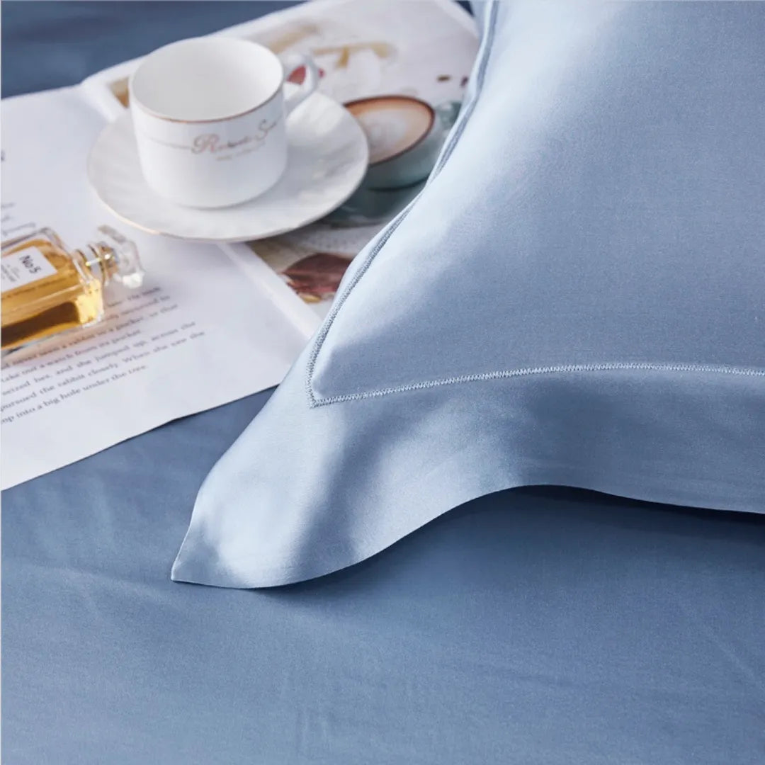 19 Momme 100% Mulberry Silk ‘Sky Blue’ Flat Sheet