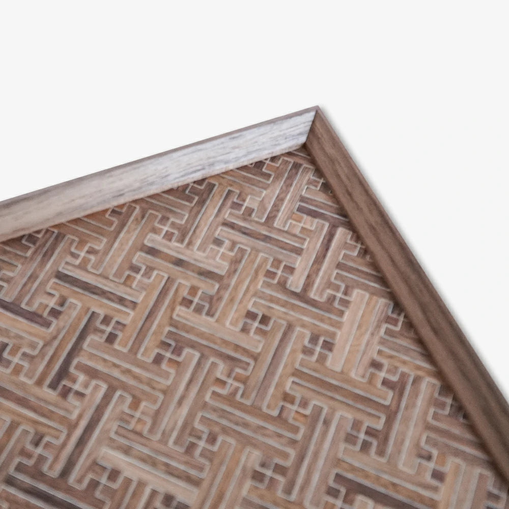 Black Walnut Wood Inlay Small Square Tray – Manji Geometric Pattern