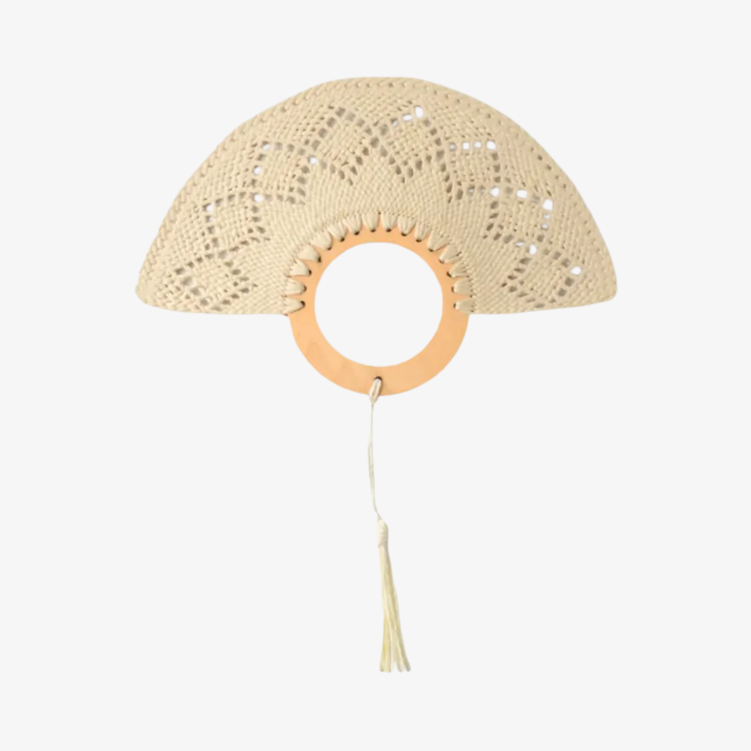 Natural Bamboo Raffia Hand Fan Summer Cooling Fan Wedding Favor