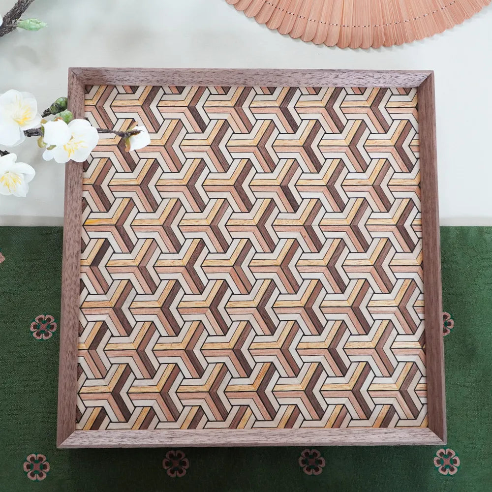 Lock Armor Pattern Square Tray North American Black Walnut