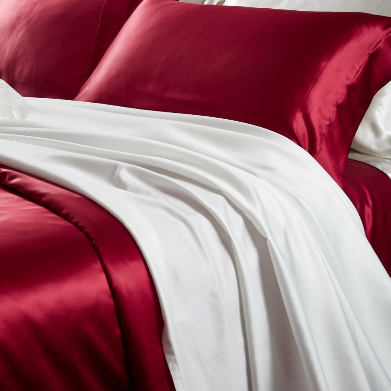19 Momme 100% Mulberry Silk Burgundy Bedding Set