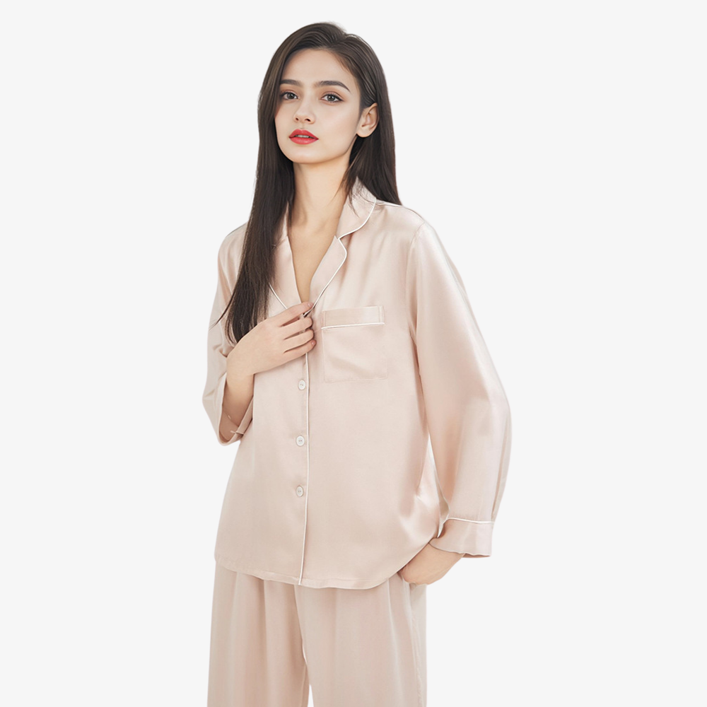 19 Momme 100% Mulberry Silk Long-Sleeve Pajama Set