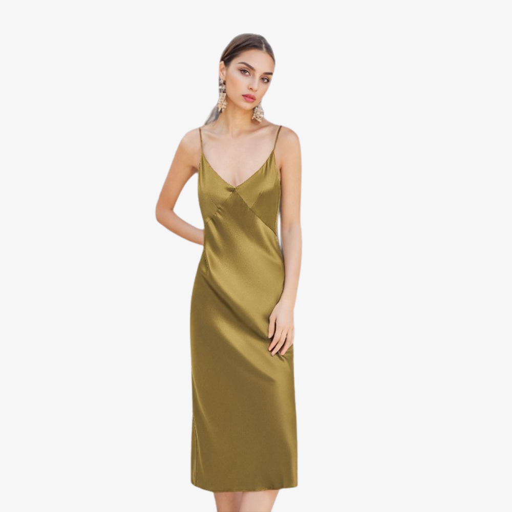 19 Momme 100% Mulberry Silk Mid-Length Camisole Nightgown