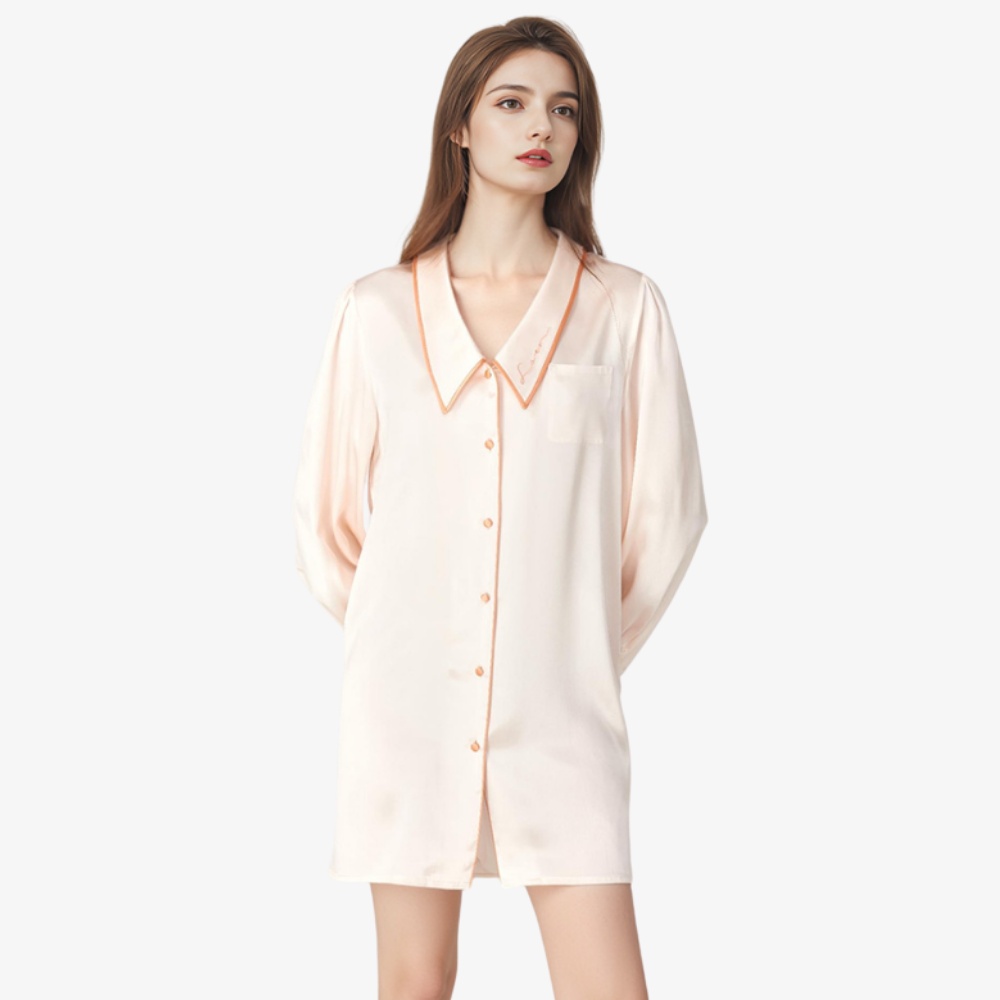 16 Momme 100% Mulberry Silk Peter Pan Collar Nightgown