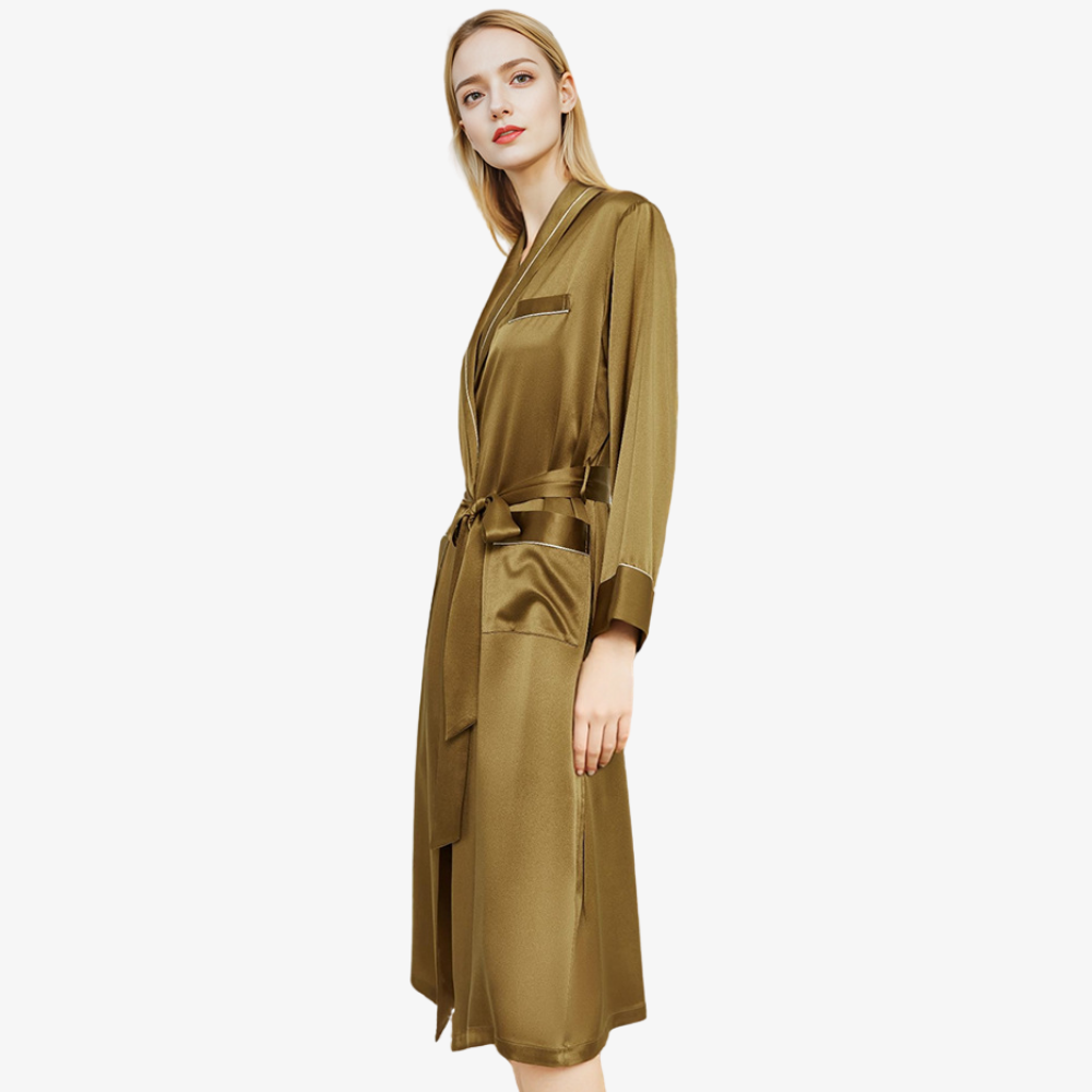 19 Momme 100% Mulberry Silk Long Belted Robe