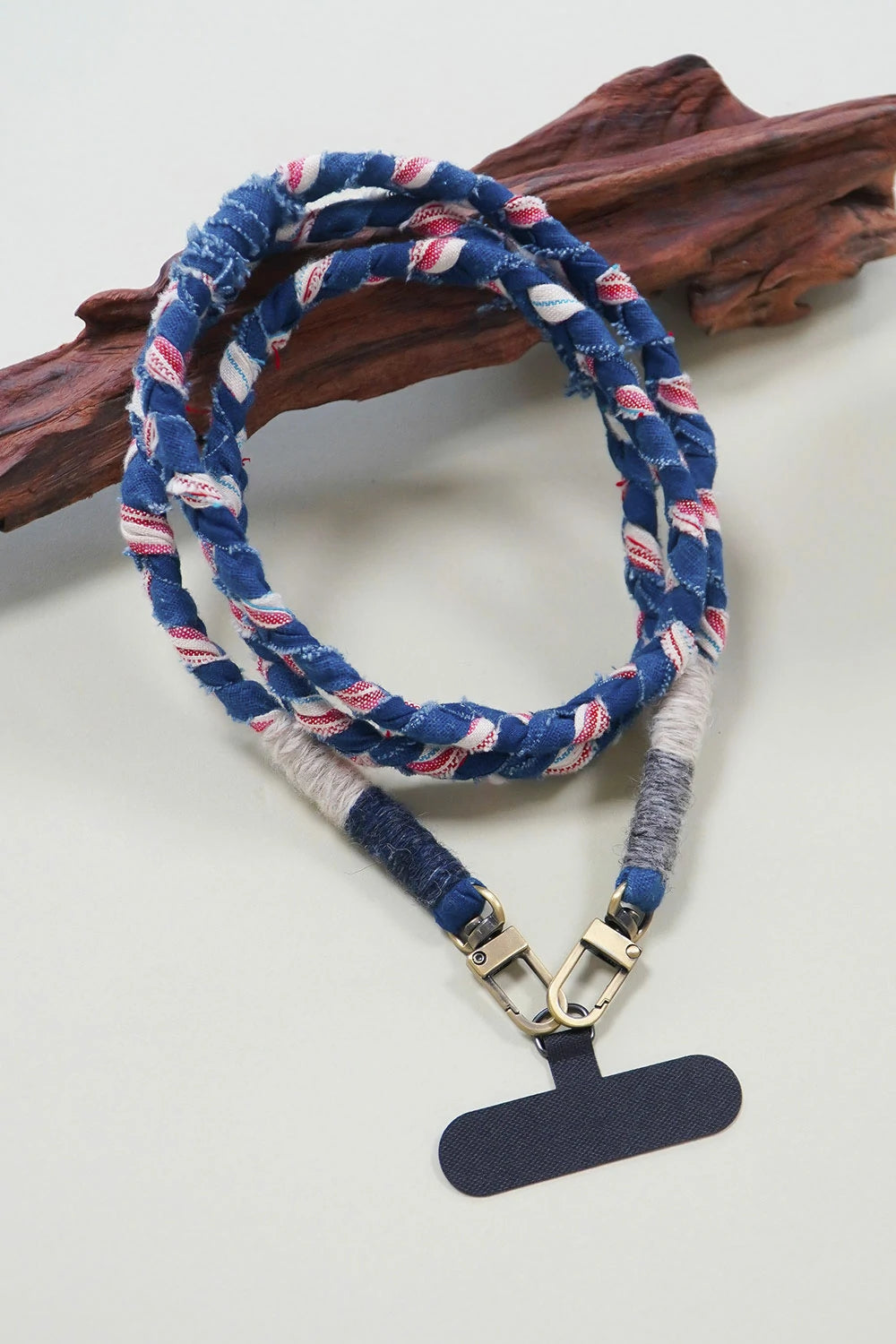 Handmade Blue Phone Lanyard with Plant Dye