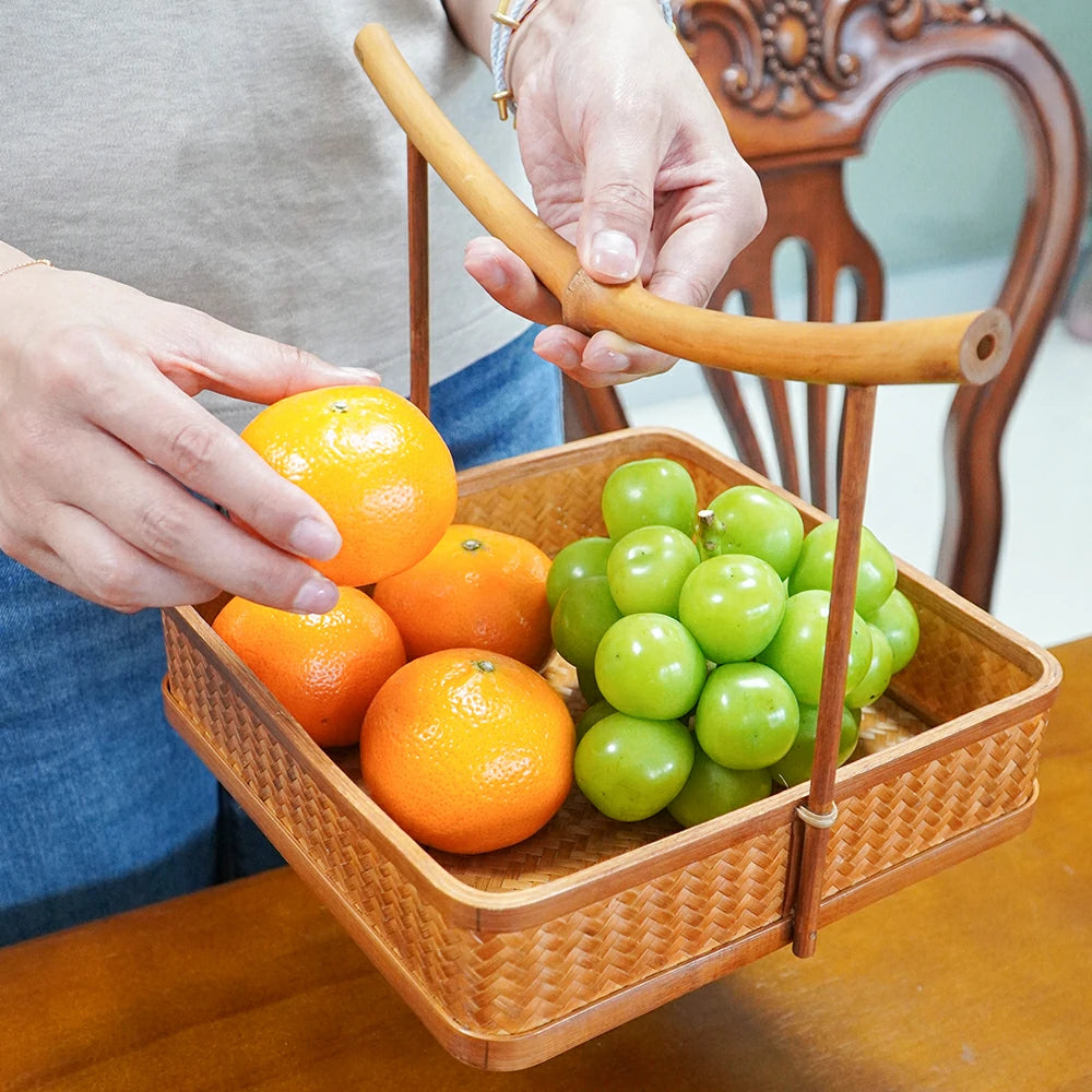Handmade Bamboo Portable Square Storage Basket