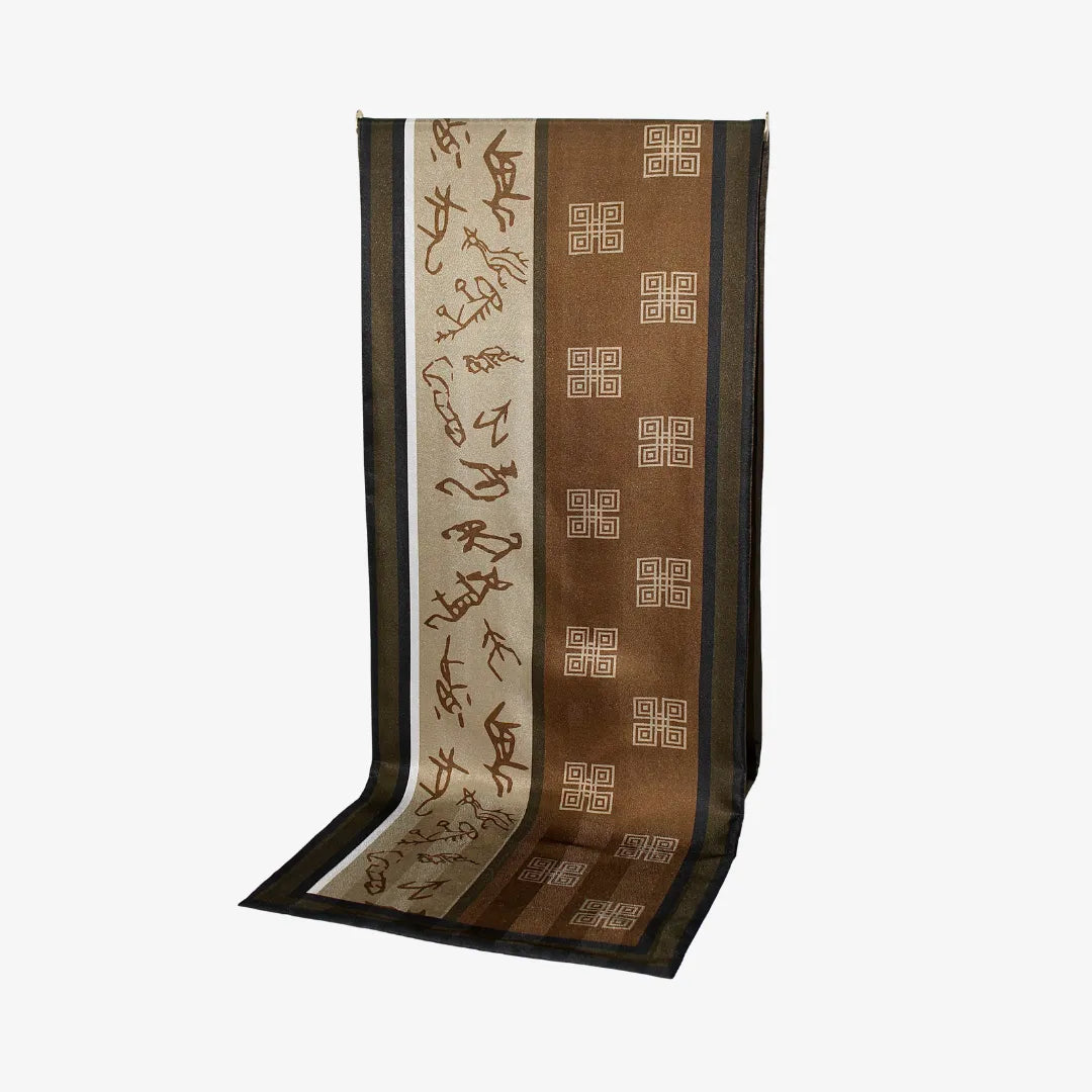 100% Mulberry Silk ‘Oracle Bone Brown’ Long Scarf
