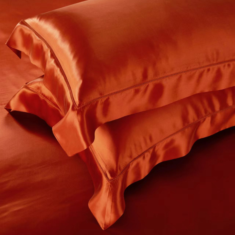 19 Momme 100% Mulberry Silk Orange Bedding Set
