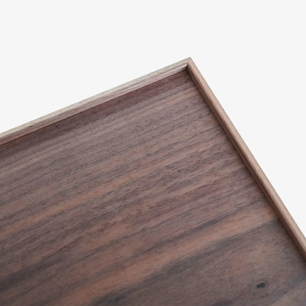 Black Walnut Wood Inlay Tray with Water Ripple Pattern