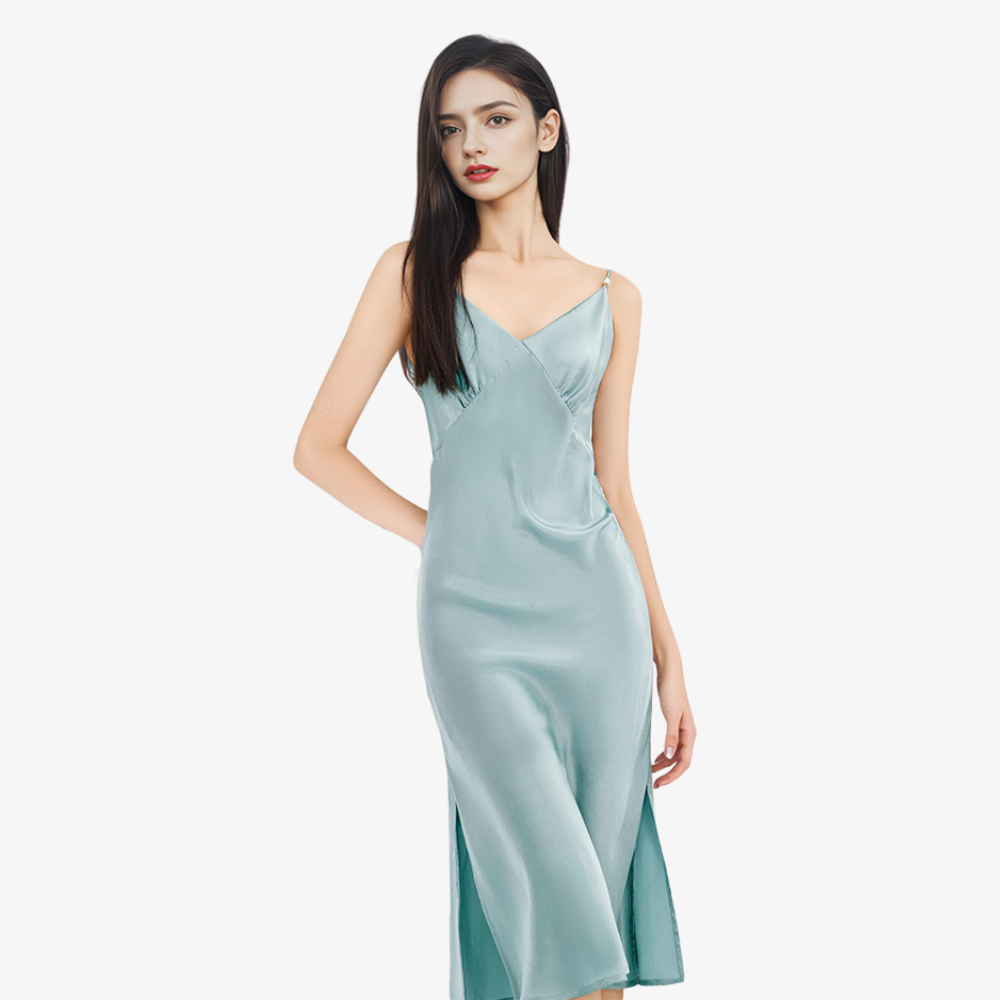 16 Momme 100% Mulberry Silk Fitted Backless Adjustable Strap Nightdress