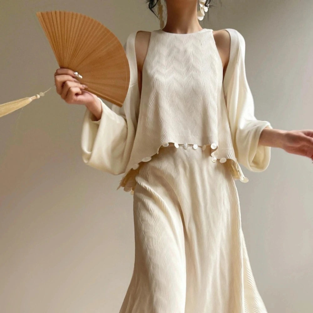 Elegant Bamboo Rib Fabric Fan with Tassel for Gifts
