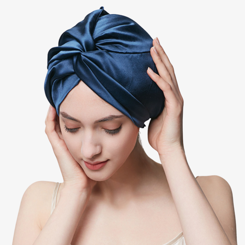 19 Momme 100% Mulberry Silk Sleep Cap – Double-Layer with Button Closure