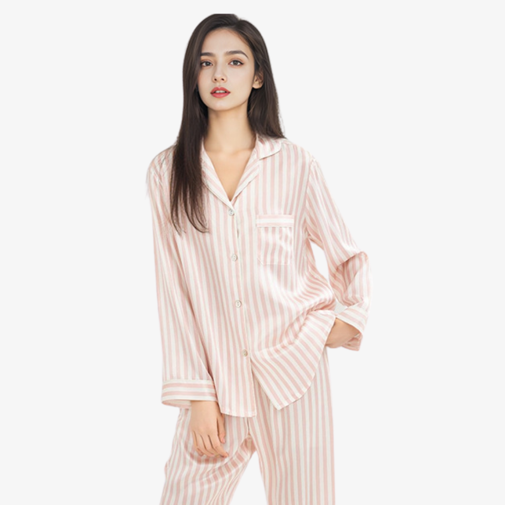 19 Momme 100% Mulberry Silk Striped Pajama Set