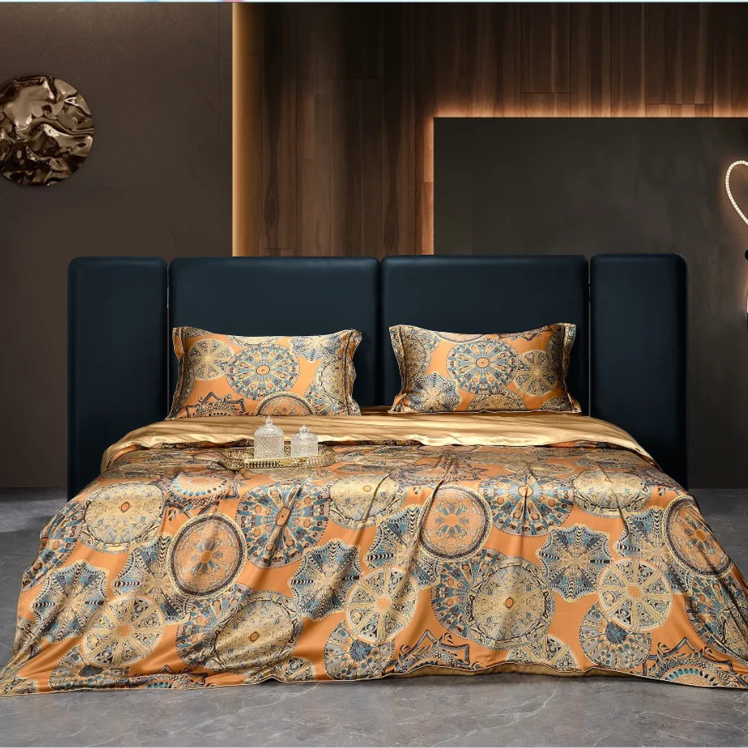 16 Momme 100% Mulberry Silk ‘Abundant Prosperity’ Duvet Cover