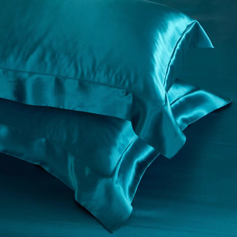 19 Momme 100% Mulberry Silk Peacock Blue Bedding Set