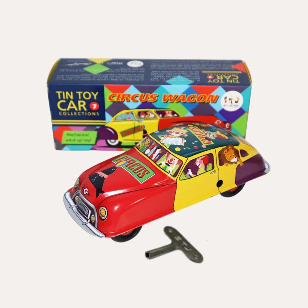 Circus Wagon Vintage Tin Car Wind Up Collectible Perfect for Holiday Giving