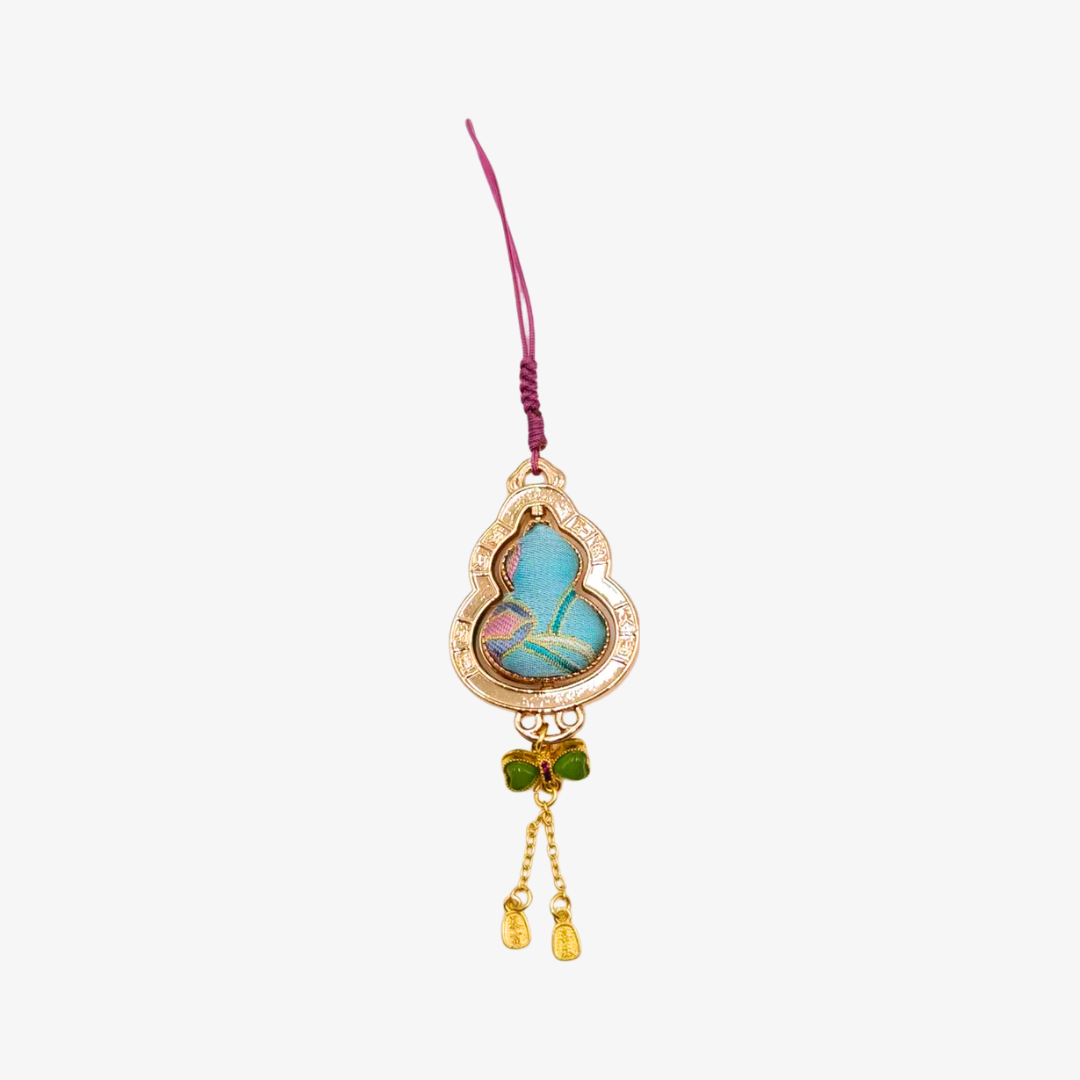 Song Brocade Spinning Gourd Charm Blue Pink Mulberry Silk Pendant