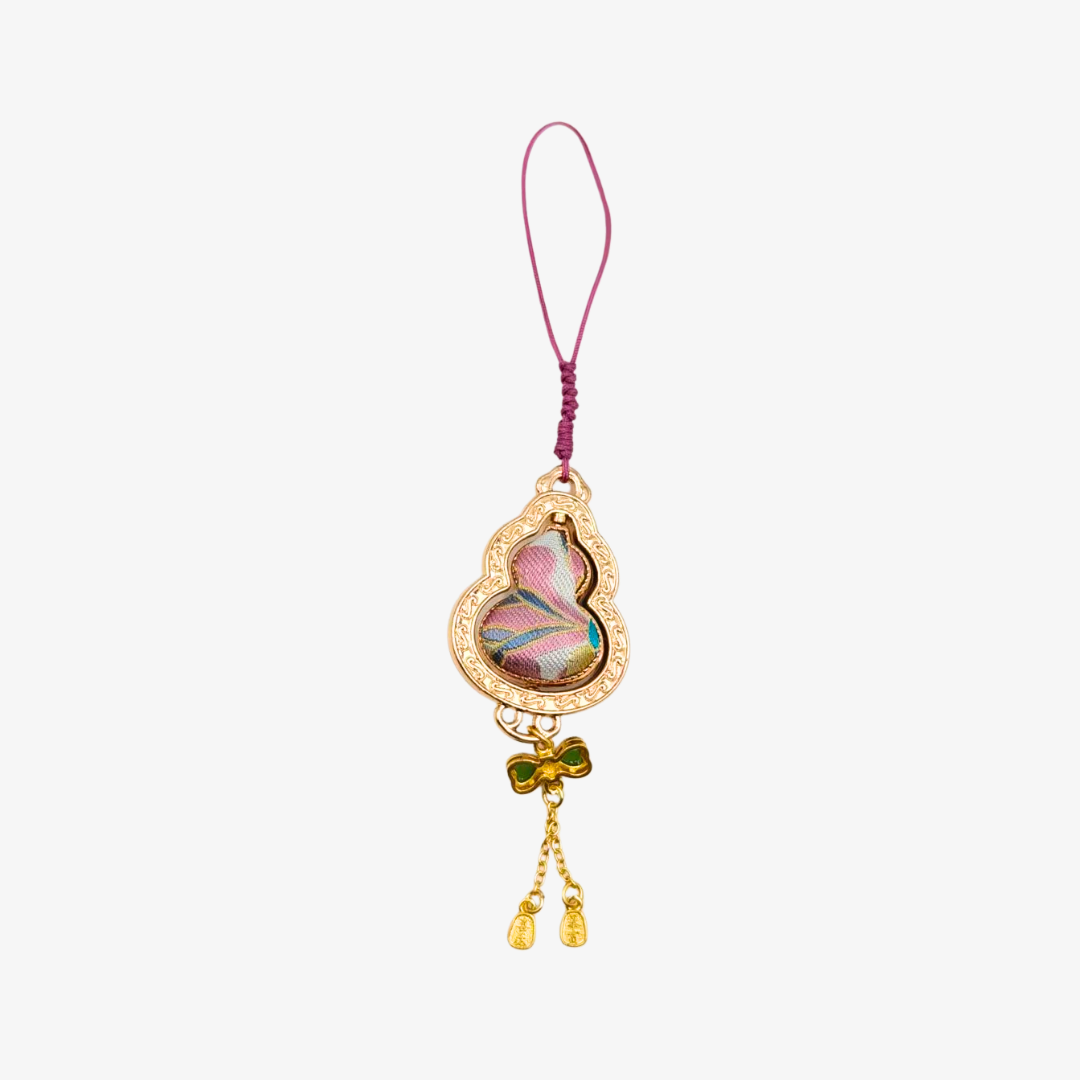 Song Brocade Spinning Gourd Charm Blue Pink Mulberry Silk Pendant