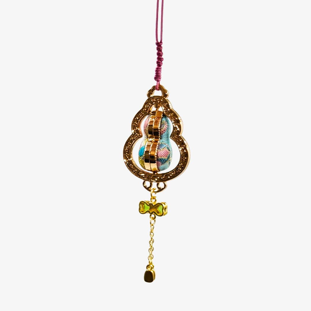 Song Brocade Spinning Gourd Charm Blue Pink Mulberry Silk Pendant