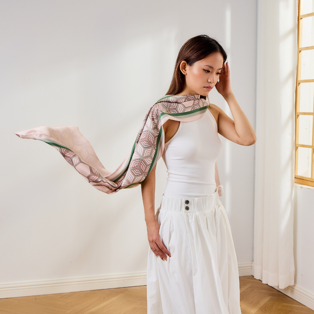 100% Mulberry Silk ‘Charmeuse Elegance’ Long Scarf