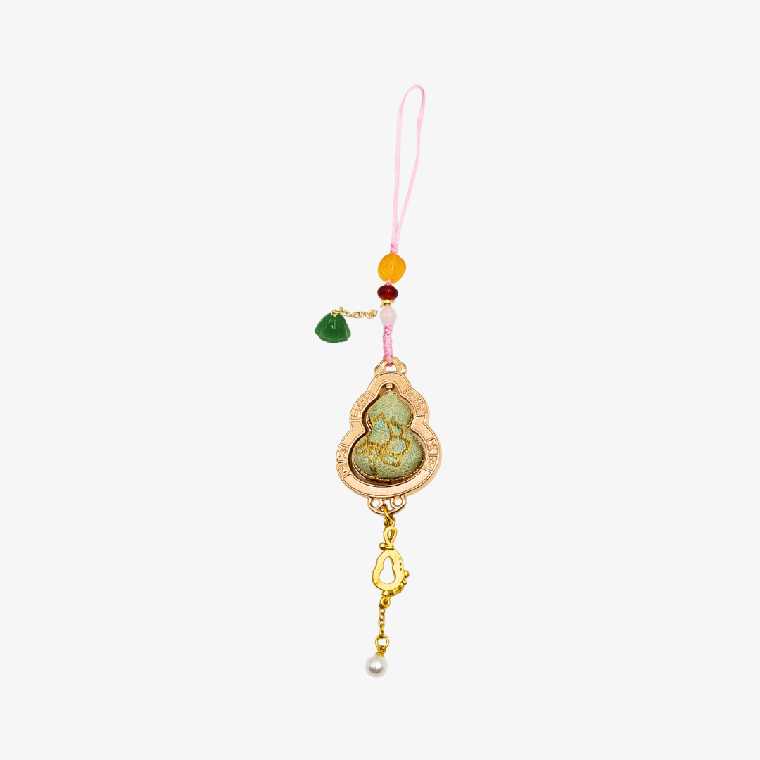 Song Brocade Spinning Gourd Charm Green Mulberry Silk Pendant