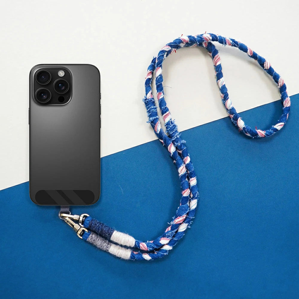 Handmade Blue Phone Lanyard with Plant Dye
