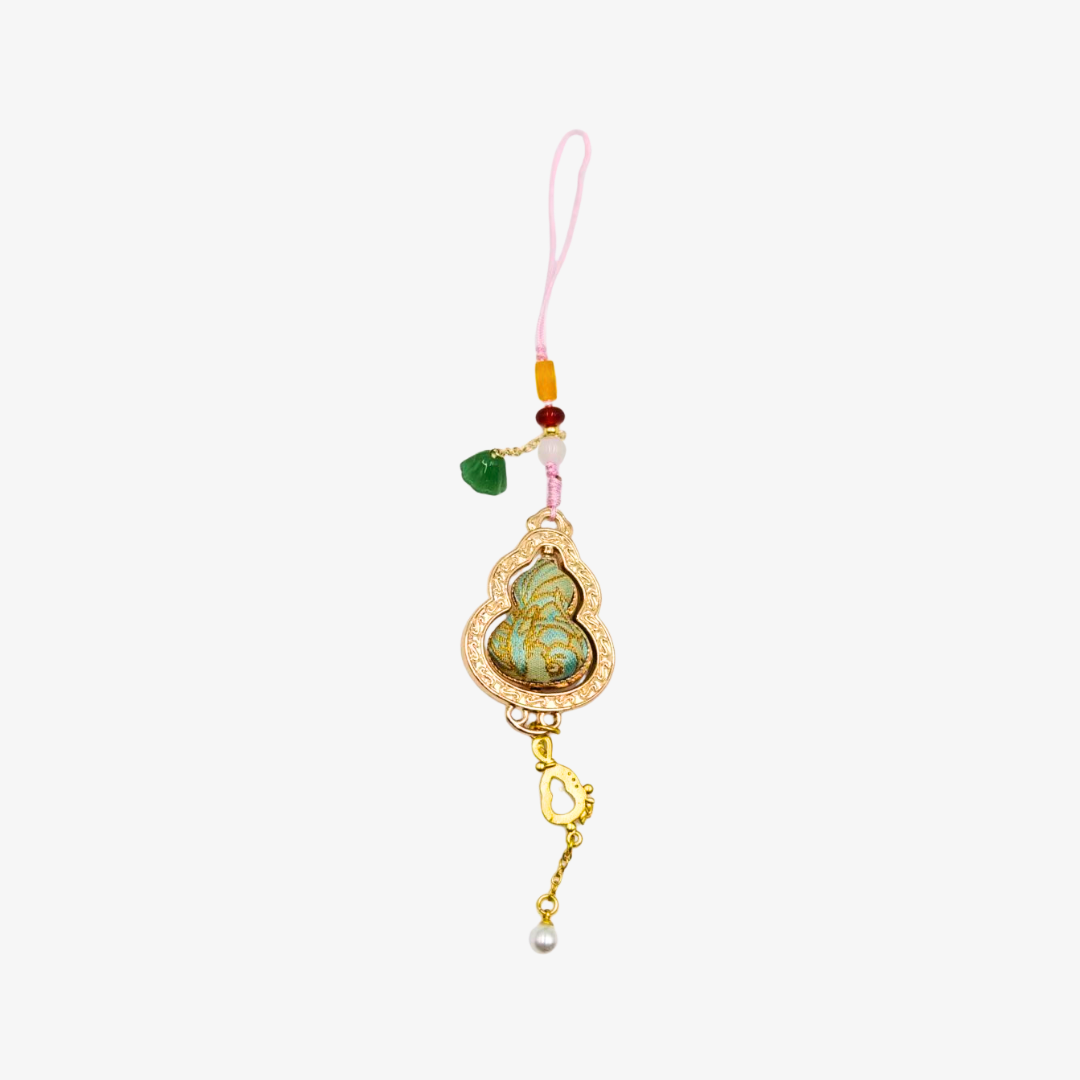 Song Brocade Spinning Gourd Charm Green Mulberry Silk Pendant