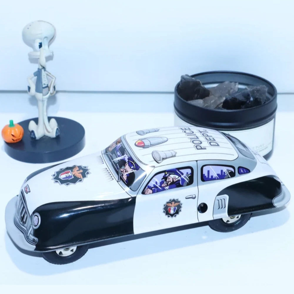 Retro Police Car Tin Wind Up Collectible Handmade Vehicle for Gift Giving