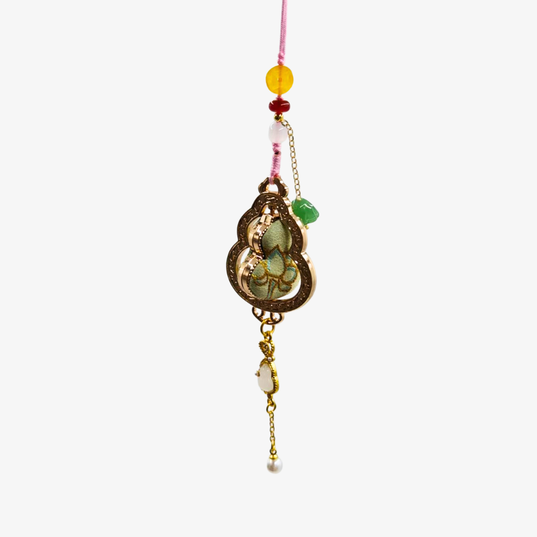Song Brocade Spinning Gourd Charm Green Mulberry Silk Pendant