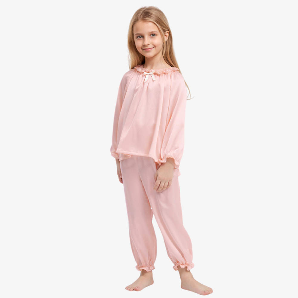 100% Mulberry Silk Lightweight Kids’ Long-Sleeve Pajama Set