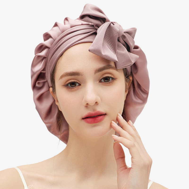 19 Momme 100% Mulberry Silk Sleep Cap – Double-Layer with Tie Strap