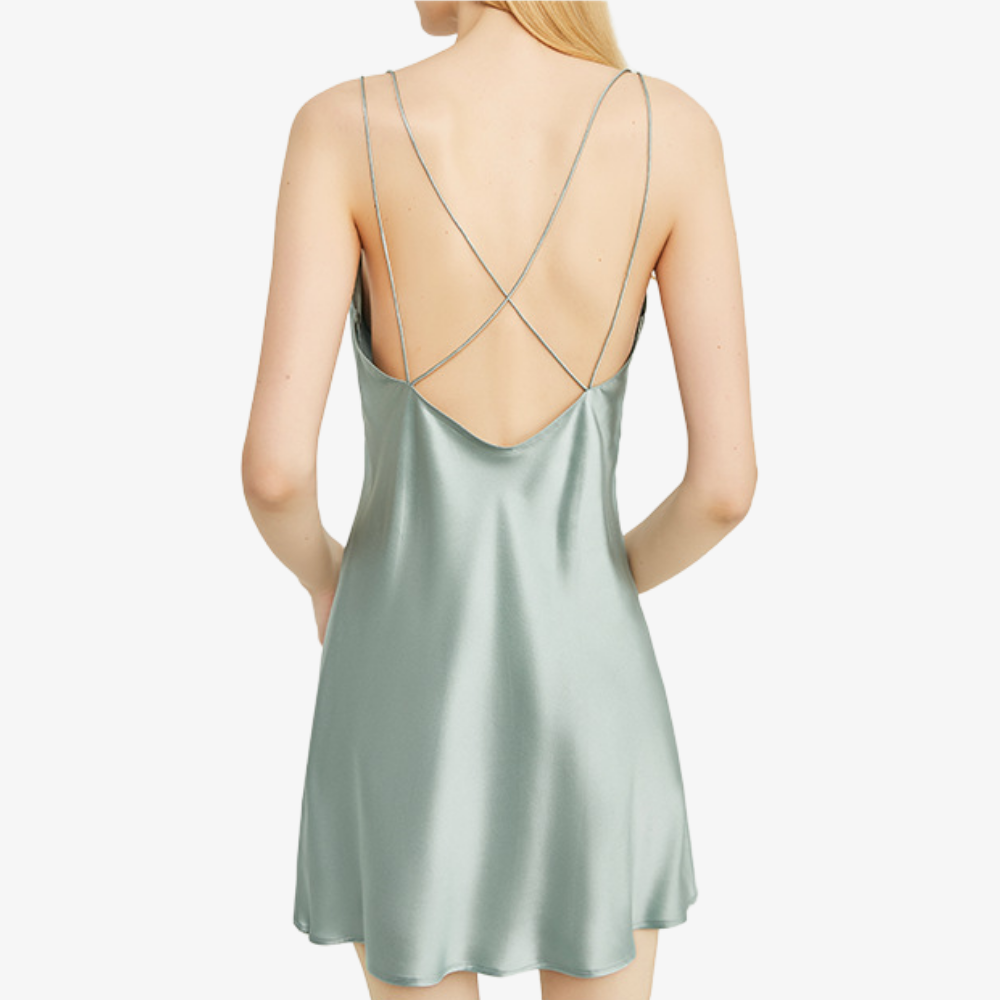 19 Momme 100% Mulberry Silk Backless Sexy Slip Nightgown
