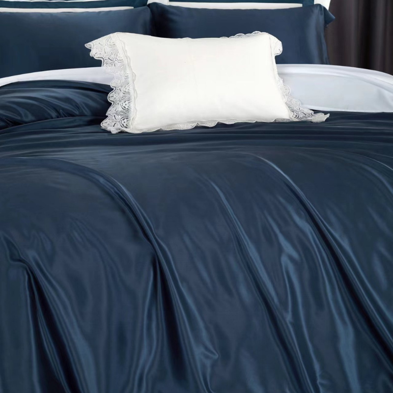 19 Momme 100% Mulberry Silk Royal Blue Bedding Set