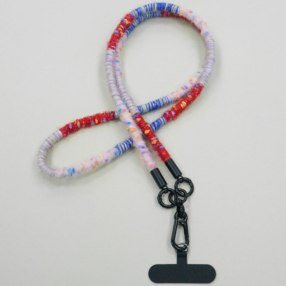 Handmade Red & Blue-Tone Long Phone Strap