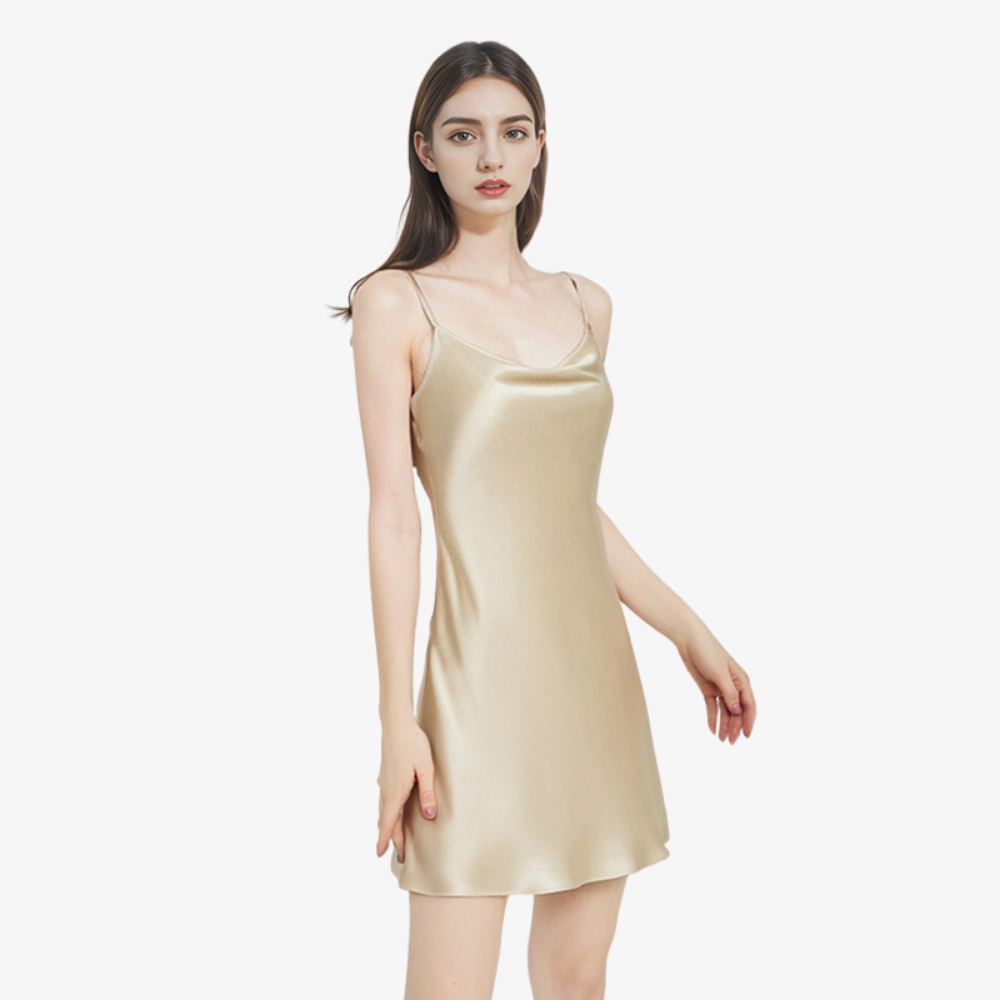 19 Momme 100% Mulberry Silk Cowl Neck Camisole Nightdress