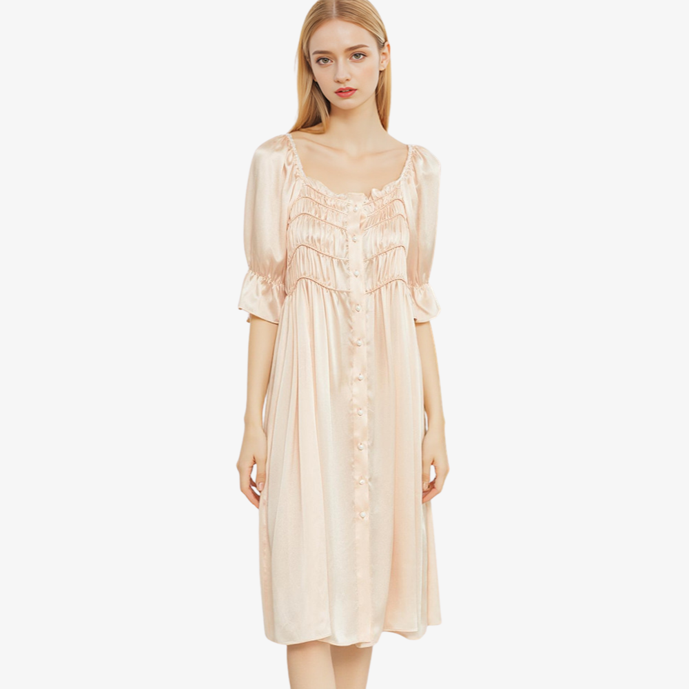 19 Momme 100% Mulberry Silk Vintage French-Style Nightdress