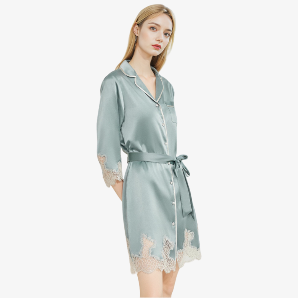 19 Momme 100% Mulberry Silk Sheer Lace Nightgown