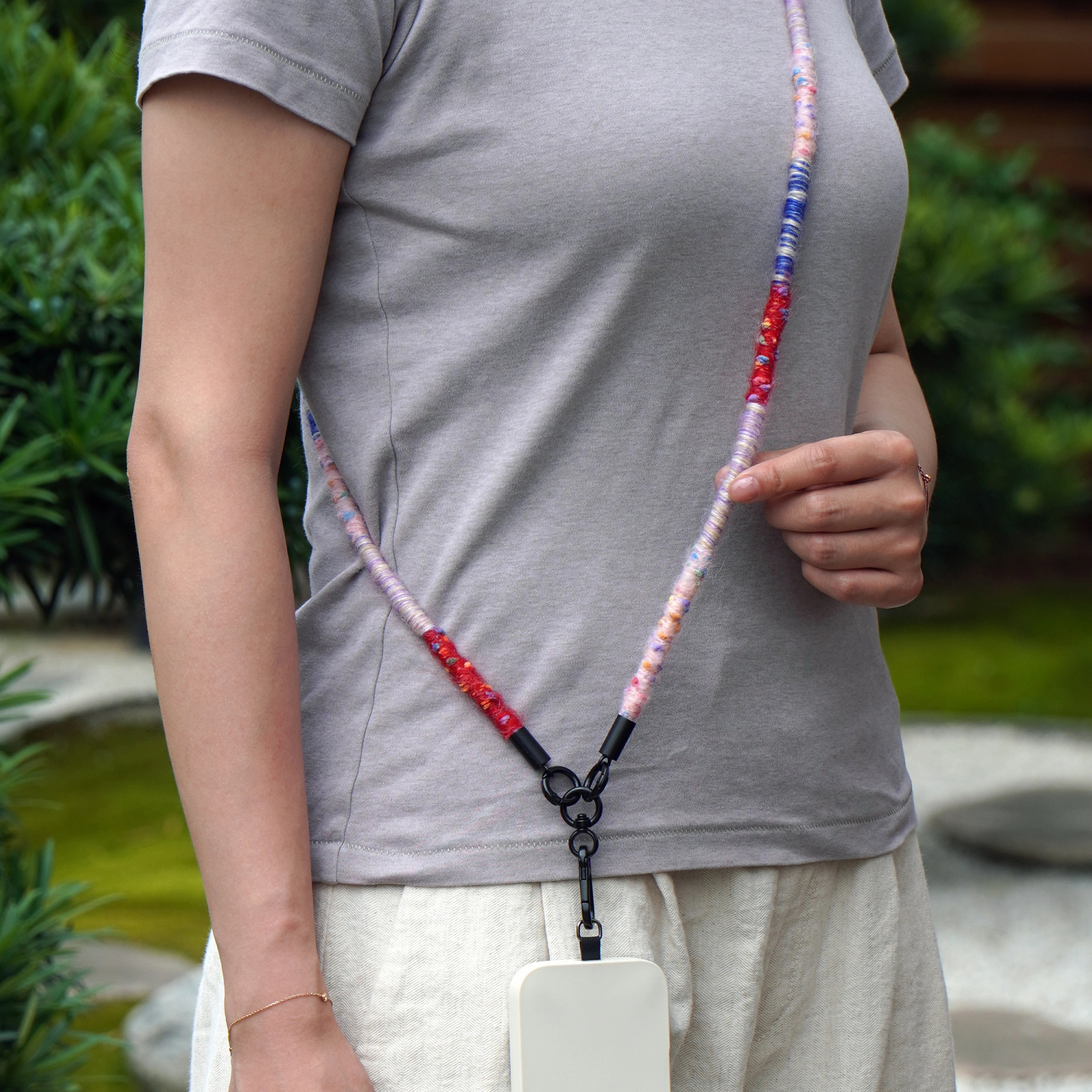 Handmade Red & Blue-Tone Long Phone Strap