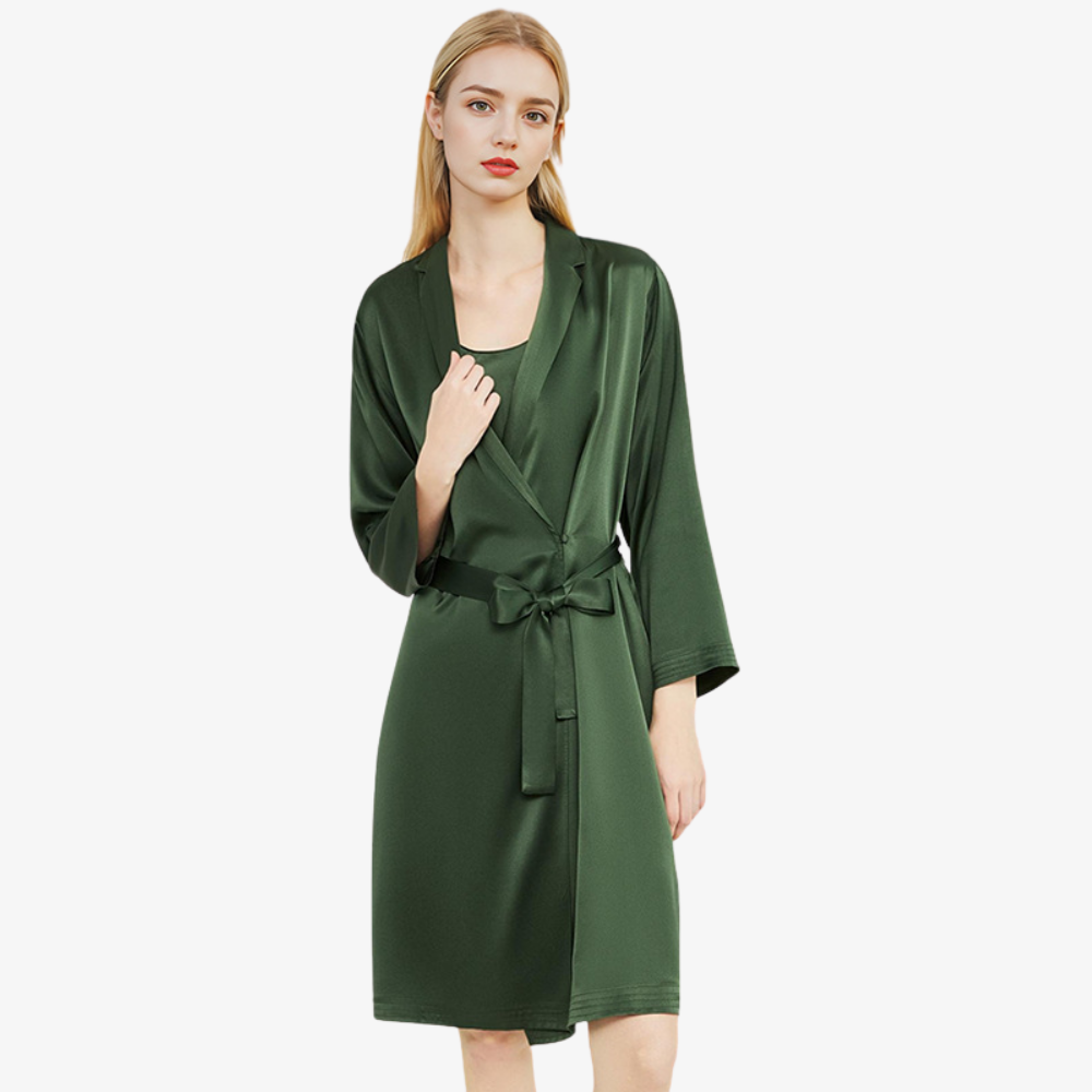 19 Momme 100% Mulberry Silk Cami Nightdress & Robe Set