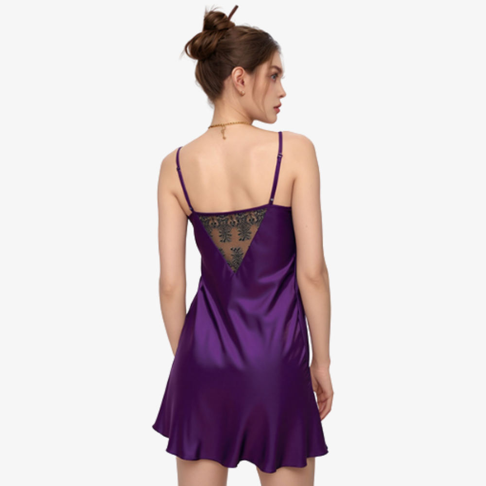 16 Momme 100% Mulberry Silk Lace Cutout Nightdress