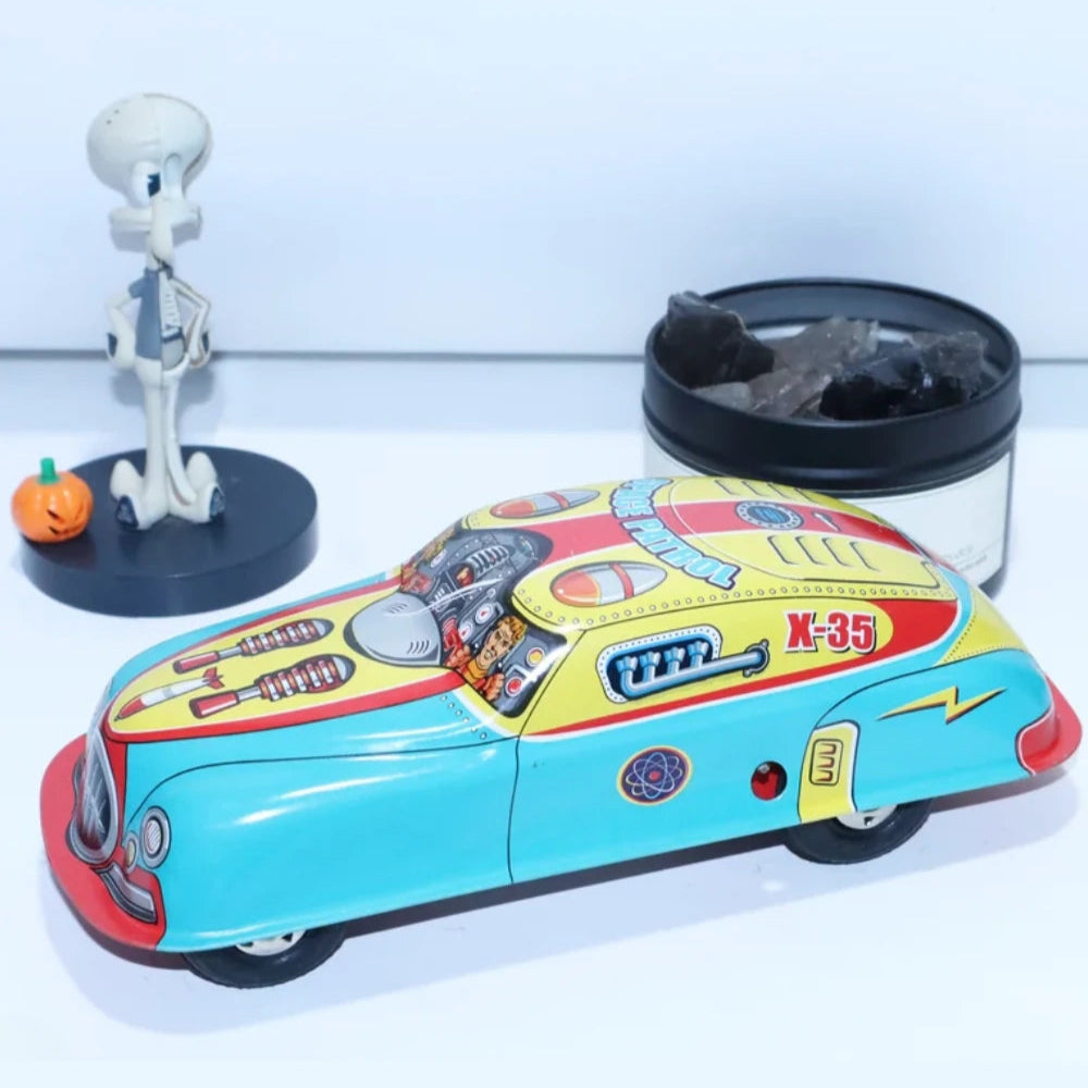 Classic Space Patrol Tin Wind Up Vehicle Retro Collectible Holiday Gift